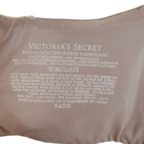 Victoria's Secret Ruched Plunge Gorge Lace Trim Underwire Bra Taupe Size 34DD - Picture 9 of 12